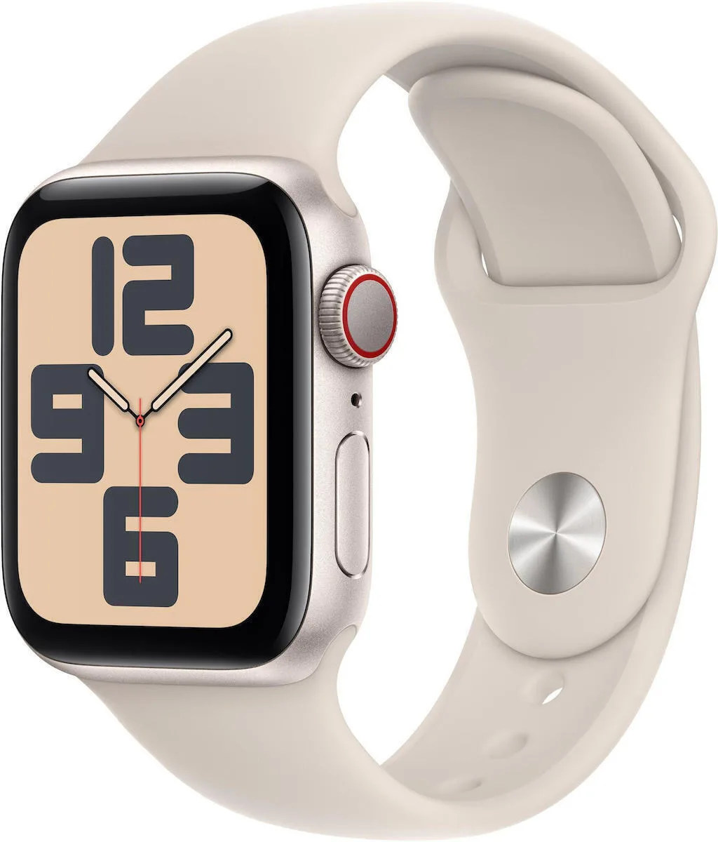 Apple Watch SE 2024 Cellular Aluminium 40mm Αδιάβροχο με eSIM και Παλμογράφο (Starlight με Starlight Sport Band - M/L) - Image 1