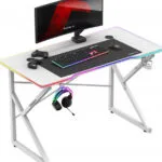 Γραφείο Gaming Hero Ξύλινο Rgb White με Μεταλλικά Πόδια & LED 120x60x75εκ.