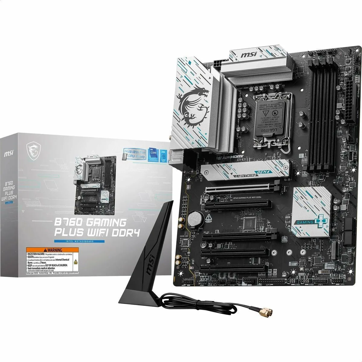 MSI B760 Gaming Plus Wifi DDR4 Motherboard ATX με Intel 1700 Socket 7D98-043R - Image 1