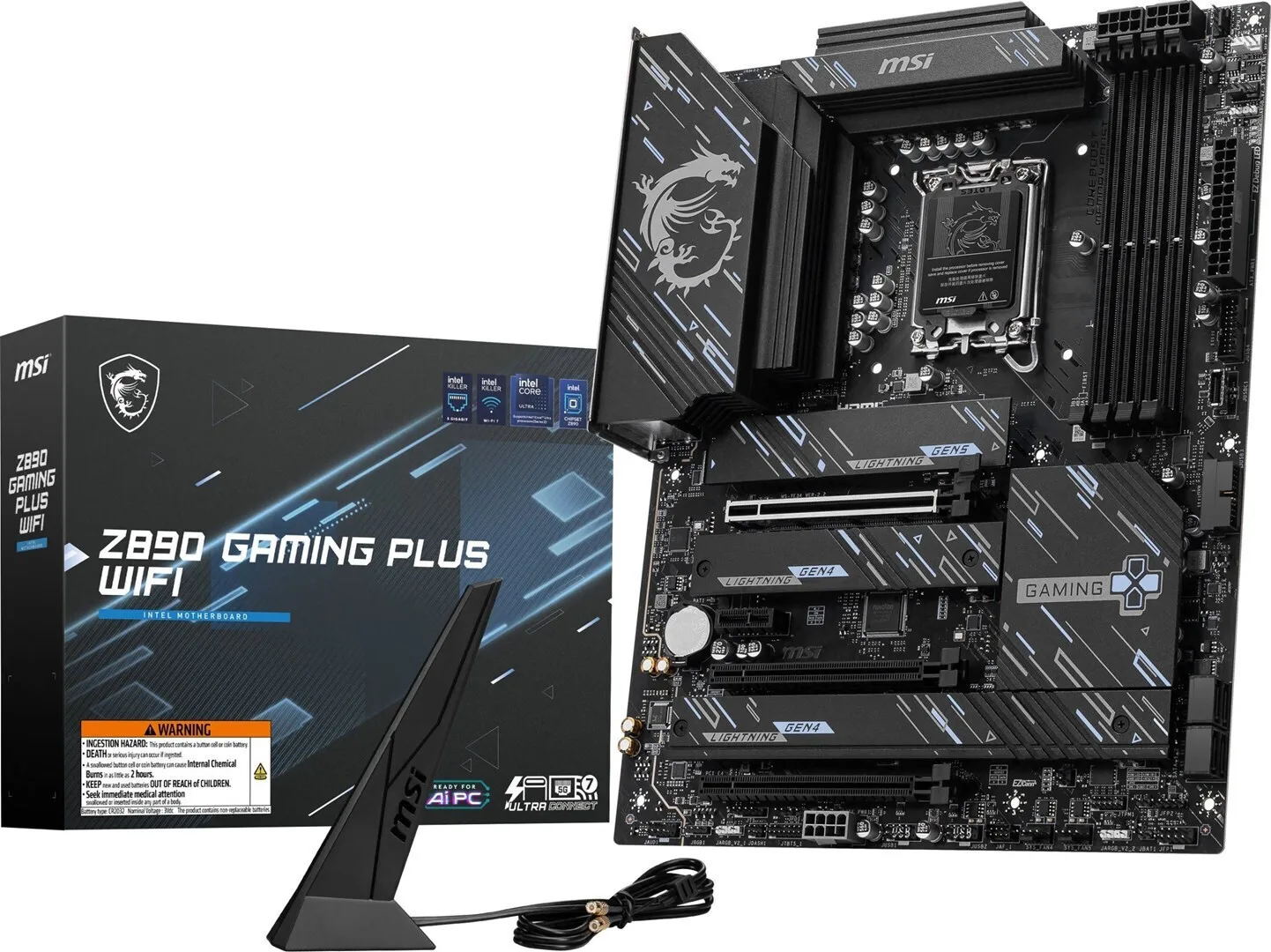 MSI Z890 Gaming Plus Wifi Motherboard ATX με Intel 1851 Socket 7E34-002R - Image 1