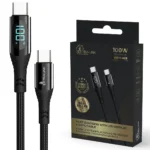 Extralink Braided / LED USB 2.0 Cable USB-C male - USB-C 100W Μαύρο 2m