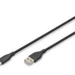 Digitus USB 2.0 Cable USB-C male - USB-A 60W Μαύρο 1m AK-300340-010-S
