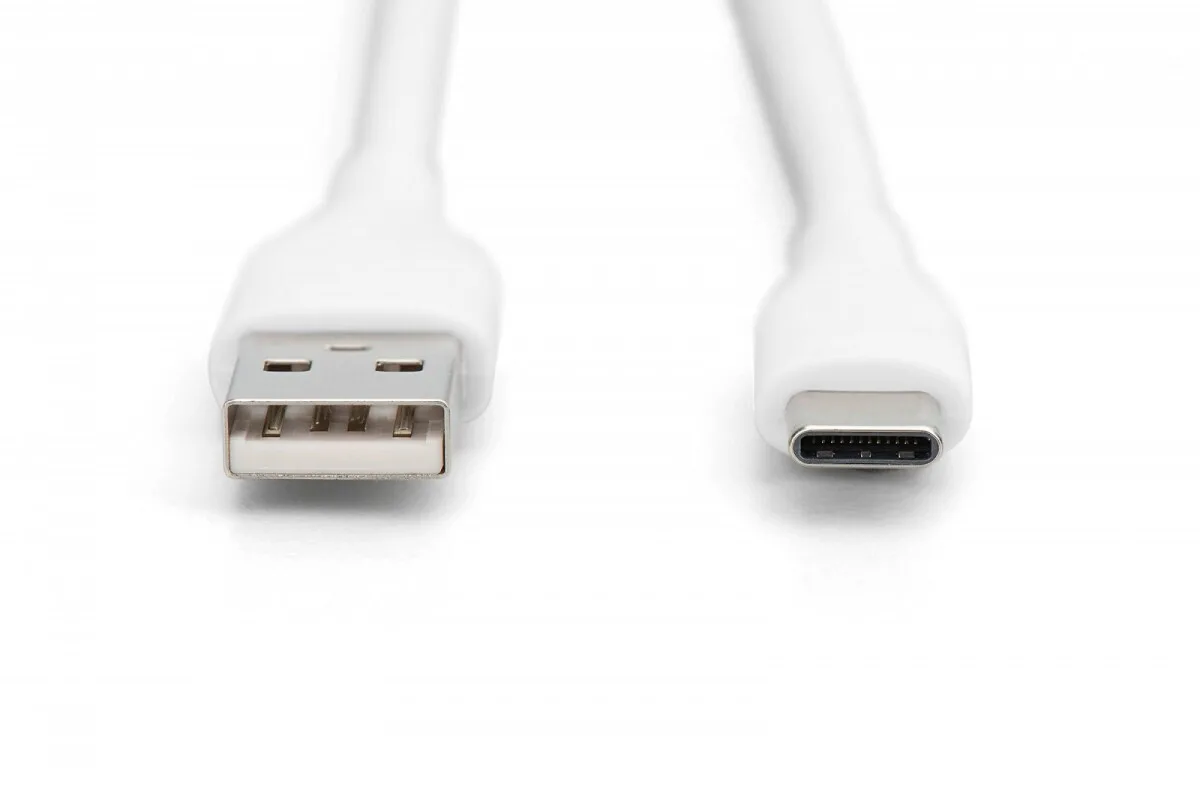 20241209164816_65c57cd9 Digitus USB 2.0 Cable USB-C male - USB-A / USB-C 60W Λευκό 1m AK-300340-010-W - Image 1