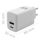 Qoltec Φορτιστής Χωρίς Καλώδιο GaN με Θύρα USB-A και Θύρα USB-C 45W Power Delivery / Quick Charge 3.0 Λευκός (51825)