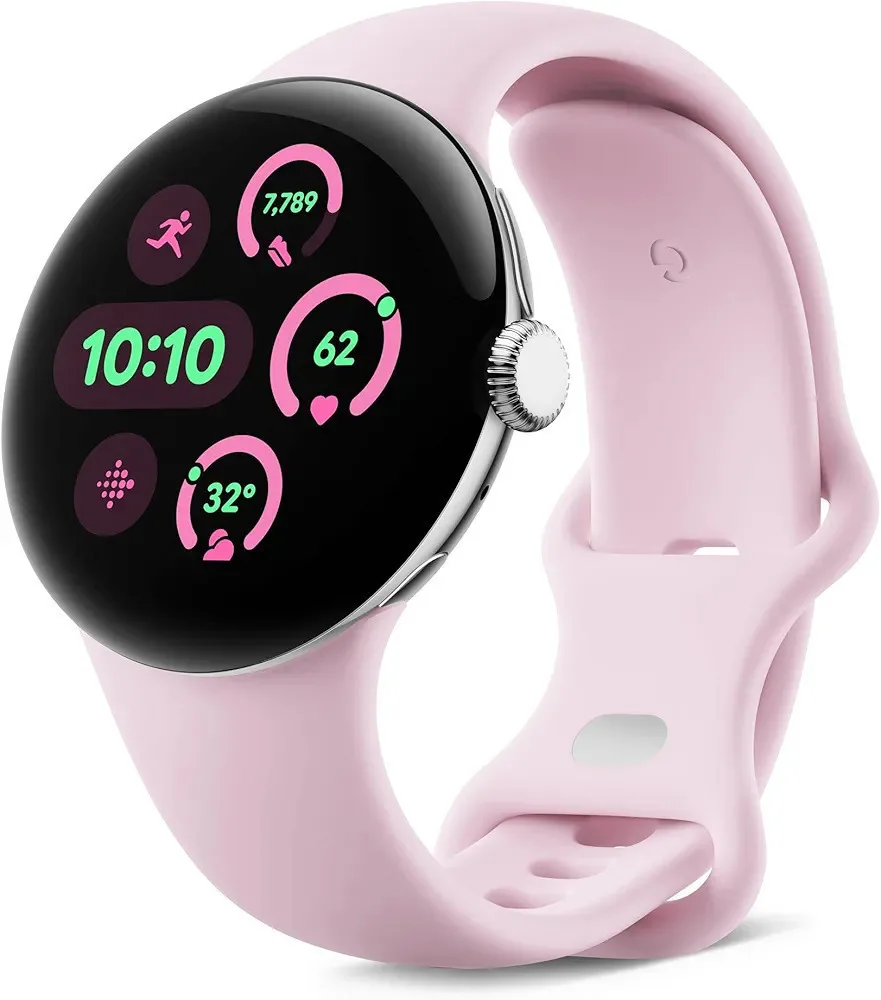 Google Pixel Watch 3 LTE Aluminium 41mm Αδιάβροχο με Παλμογράφο (Polished Silver Aluminum Case / Rose Quartz Active Band) - Image 1