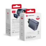 Forcell Φορτιστής Χωρίς Καλώδιο με Θύρα USB-A και 2 Θύρες USB-C 65W Power Delivery / Quick Charge 4.0 Γκρι