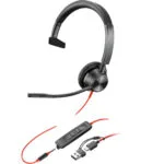 Poly Blackwire 3315 On Ear Multimedia Ακουστικά με μικρόφωνο και σύνδεση 3.5mm Jack / USB-C