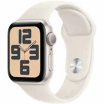 Apple Watch SE 2024 Aluminium 40mm Αδιάβροχο με Παλμογράφο (Starlight με Starlight Sport Band - S/M)