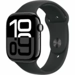 Apple Watch Series 10 Aluminium 46mm Αδιάβροχο με Παλμογράφο (Jet Black με Black Sport Band - M/L)