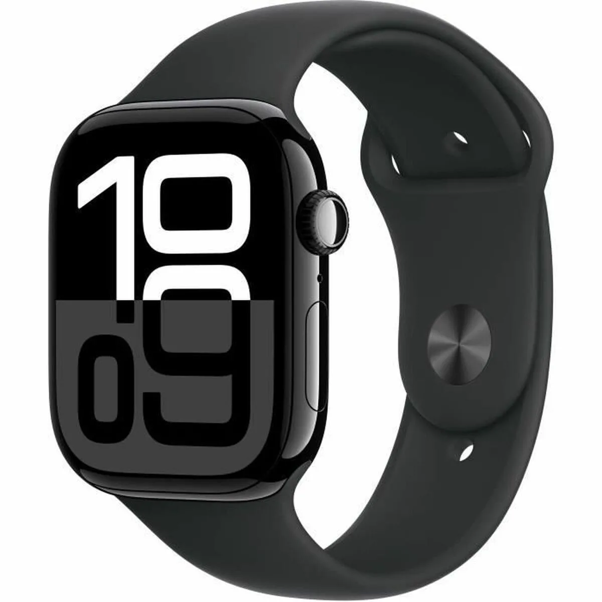 Apple Watch Series 10 Aluminium 46mm Αδιάβροχο με Παλμογράφο (Jet Black με Black Sport Band - M/L) - Image 1