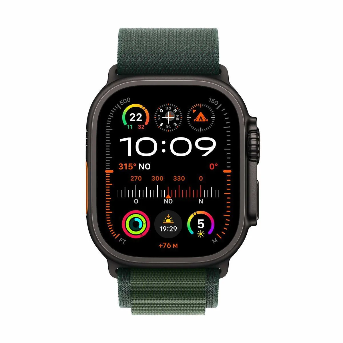 Apple Watch Ultra 2 2024 Titanium 49mm Αδιάβροχο με eSIM και Παλμογράφο (Black με Dark Green Alpine Loop - Medium) - Image 1