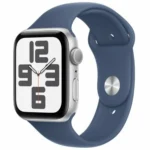 Apple Watch SE 2024 Aluminium 44mm Αδιάβροχο με Παλμογράφο (Silver με Denim Sport Band - M/L)