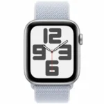 Apple Watch SE 2024 Aluminium 44mm Αδιάβροχο με Παλμογράφο (Silver με Blue Cloud Sport Loop)