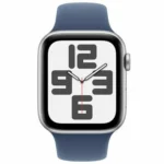 Apple Watch SE 2024 Aluminium 44mm Αδιάβροχο με Παλμογράφο (Silver με Denim Sport Band - M/L)