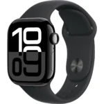 Apple Watch Series 10 Aluminium 42mm Αδιάβροχο με Παλμογράφο (Jet Black με Black Sport Band - M/L)