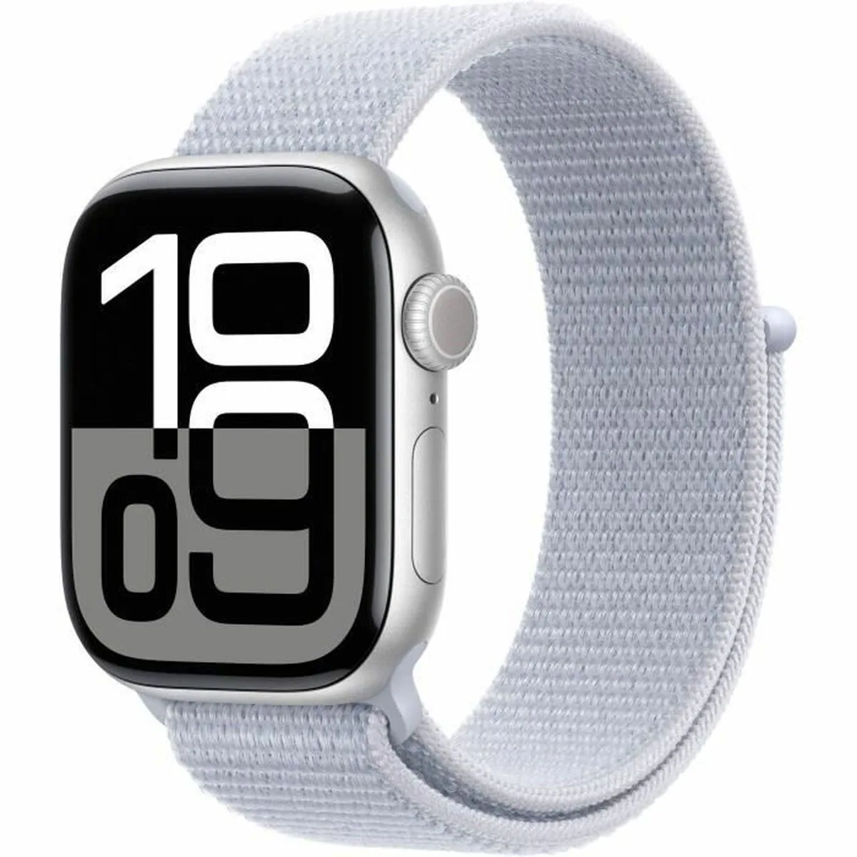 Apple Watch Series 10 Aluminium 42mm Αδιάβροχο με Παλμογράφο (Silver με Blue Cloud Sport Loop) - Image 1
