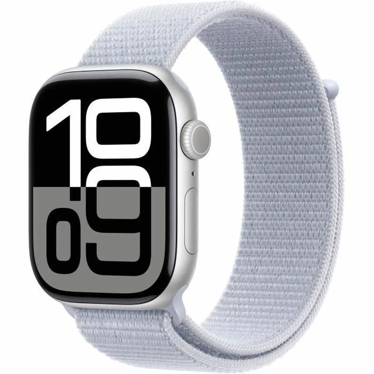 Apple Watch Series 10 Aluminium 46mm Αδιάβροχο με Παλμογράφο (Silver με Blue Cloud Sport Loop) - Image 1