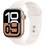 Apple Watch Series 10 Aluminium 42mm Αδιάβροχο με Παλμογράφο (Rose Gold με Light Blush Sport Band - M/L)