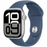 Apple Watch Series 10 Aluminium 42mm Αδιάβροχο με Παλμογράφο (Silver με Denim Sport Band - S/M)