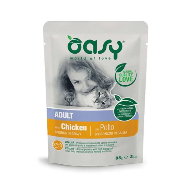 Oasy Chunks In Gravy Υγρή Τροφή για Ενήλικες Γάτες σε Φακελάκι με Κοτόπουλο 85gr 01911 - Image 1