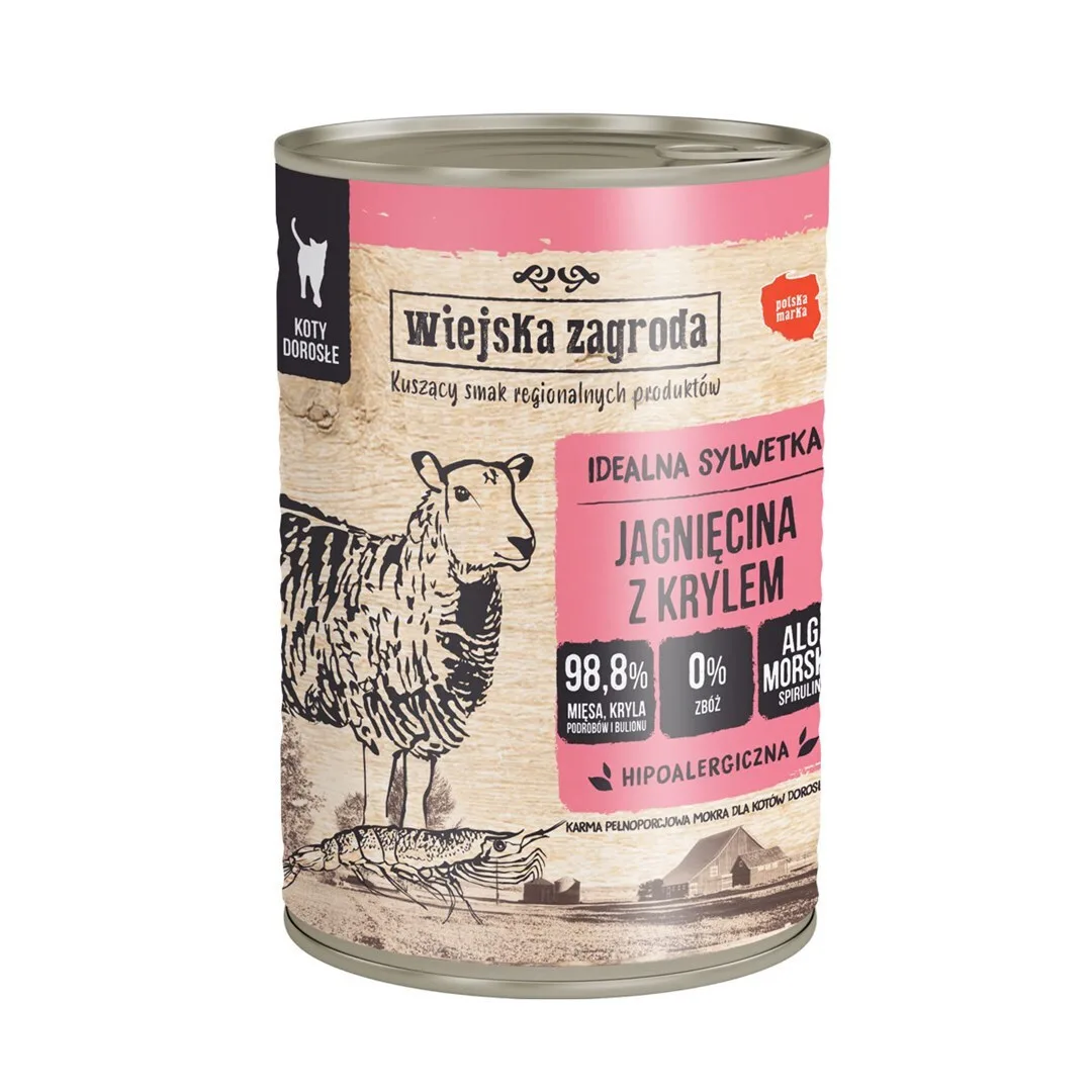 20241219130113_ef58f4da Wiejska Zagroda Υγρή Τροφή για Ενήλικες Γάτες σε Κονσέρβα με Αρνί χωρίς Γλουτένη 400gr - Image 1