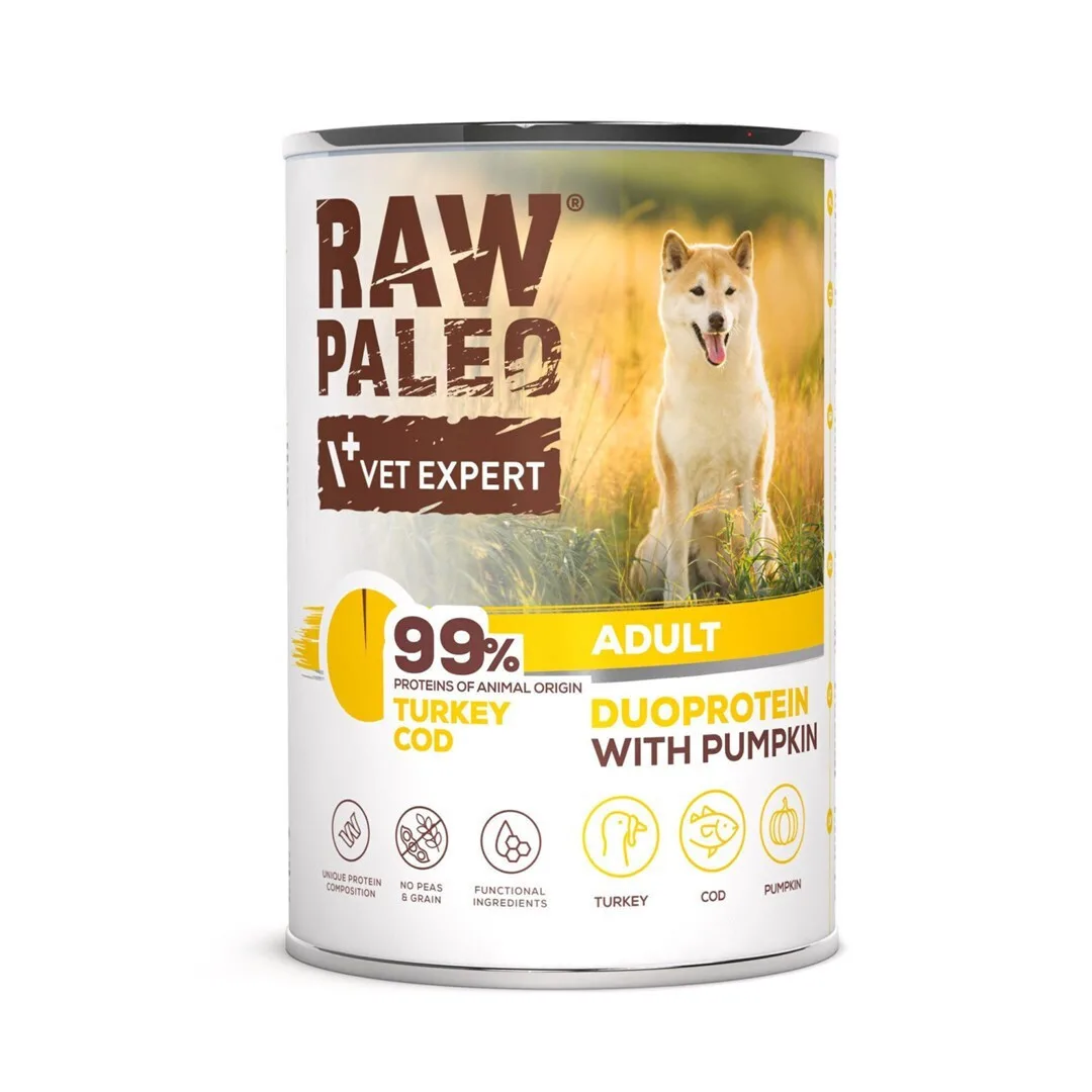 VetExpert Raw Paleo Υγρή Τροφή Σκύλων σε Κονσέρβα με Γαλοπούλα χωρίς Σιτηρά & Γλουτένη 400gr - Image 1