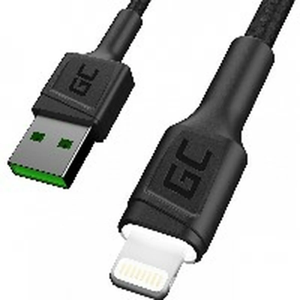 20250107161632_green_cell_braided_led_usb_to_lightning_cable_leyko_1_2m Green Cell Braided / LED USB to Lightning Cable Λευκό 1.2m - Image 1