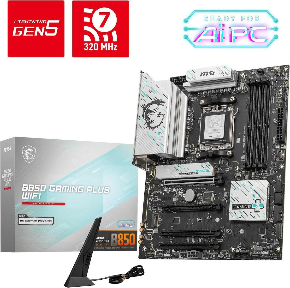 MSI B850 GAMING PLUS WIFI Motherboard ATX με AMD AM5 Socket 7E56-001R - Image 1