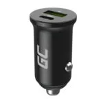 Green Cell Φορτιστής Αυτοκινήτου 38W 6A Γρήγορης Φόρτισης με Θύρες: 1xUSB 1xType-C Μαύρος CADM-GC-38AC