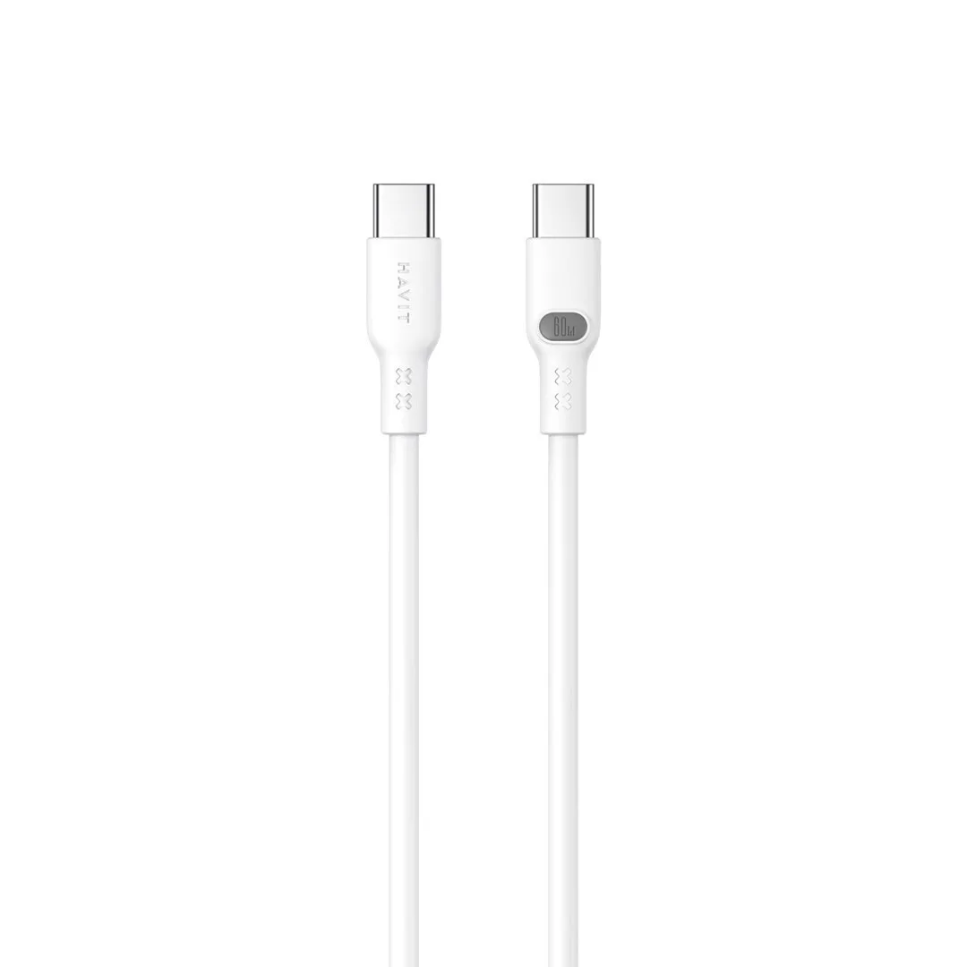 Havit USB 2.0 Cable USB-C male - USB-C 60W Λευκό 1m - Image 1