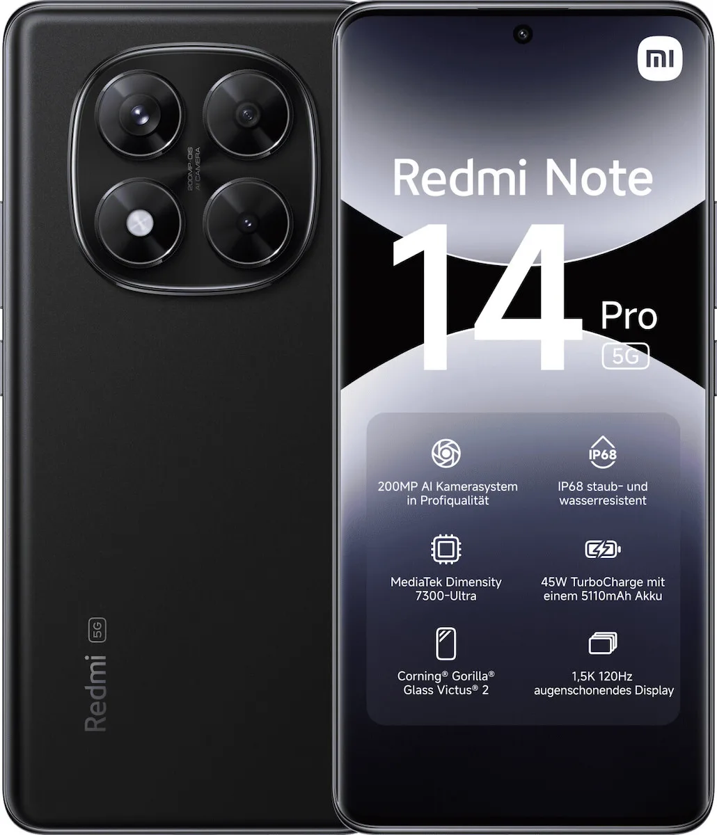 Xiaomi Redmi Note 14 Pro 5G Dual SIM (8/256GB) Midnight Black - Image 1