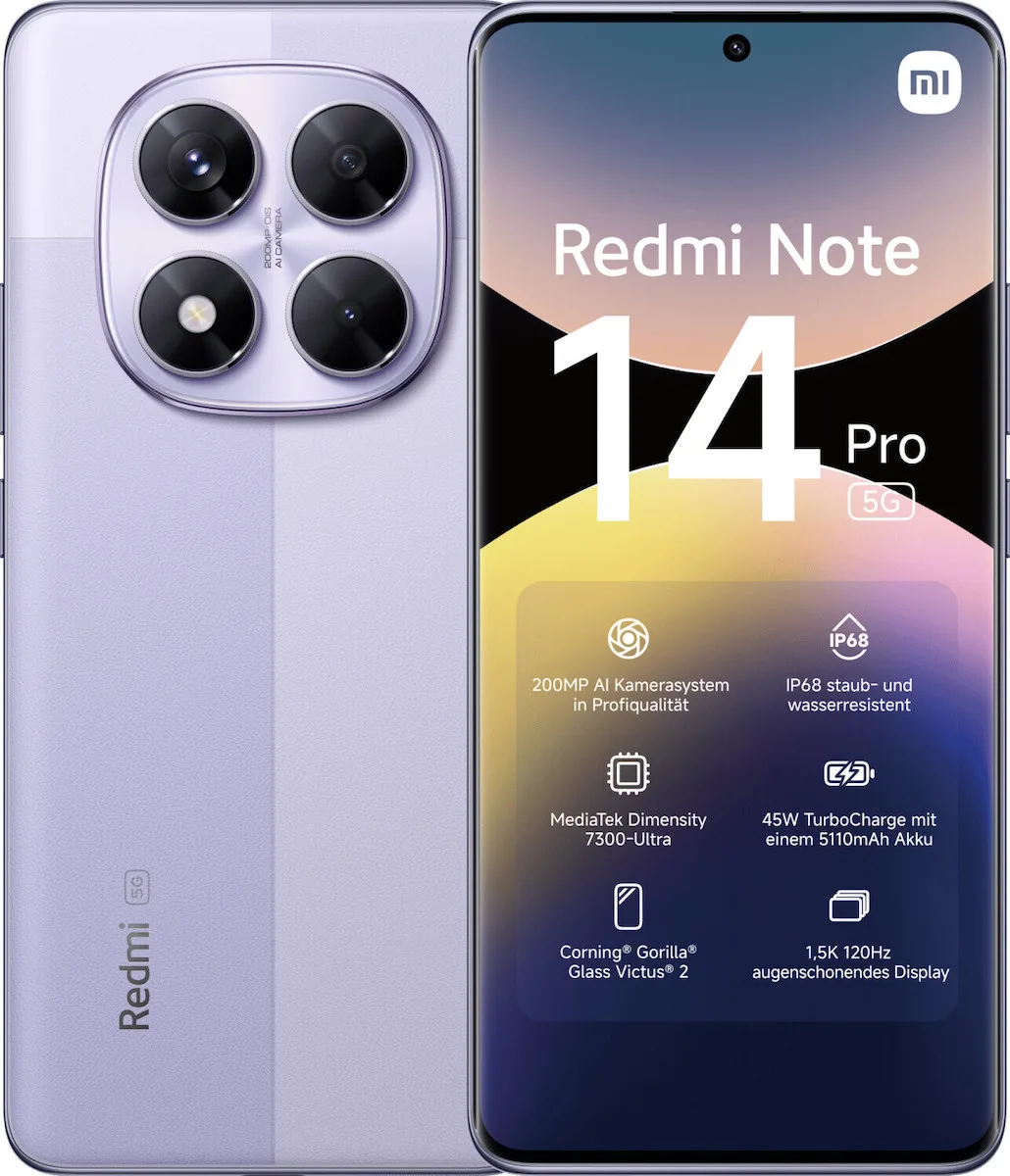 Xiaomi Redmi Note 14 Pro 5G Dual SIM (8/256GB) Lavender Purple - Image 1
