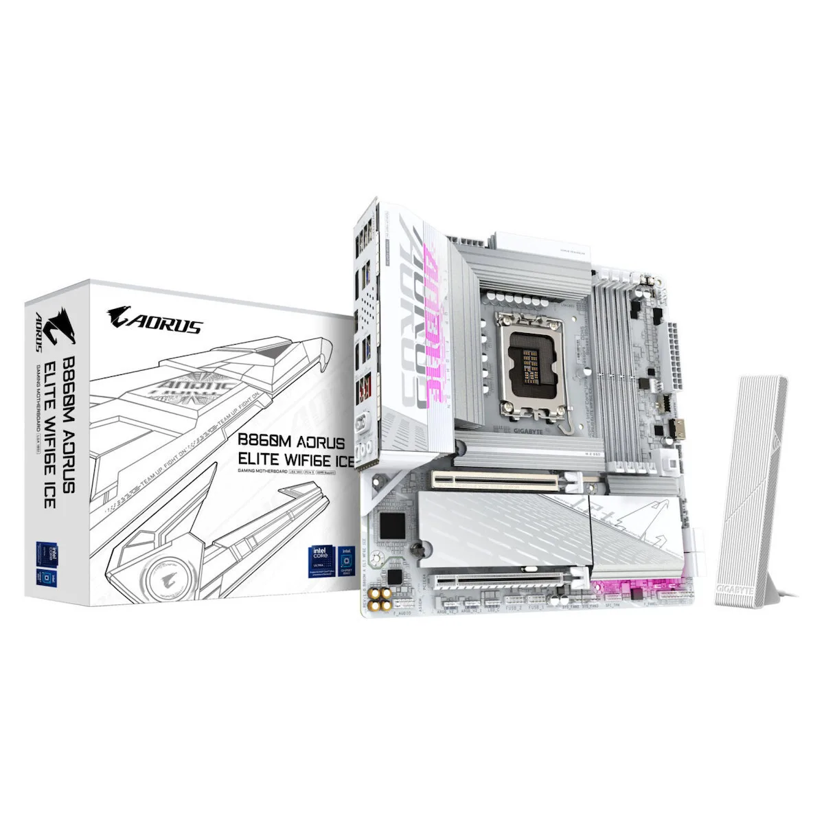 Gigabyte B860M Aorus Elite WIFI6E Ice Motherboard Micro ATX με Intel 1851 Socket - Image 1