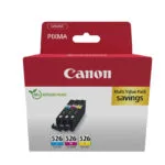 Canon CLI-526 Γνήσιο Πακέτο 3 Μελανιών Εκτυπωτή InkJet Κίτρινο / Κυανό / Ματζέντα (4541B019)
