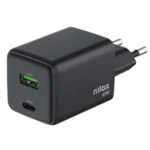 Nilox Φορτιστής Χωρίς Καλώδιο με Θύρα USB-A και Θύρα USB-C 45W Μαύρος (NXGANUSBC45)