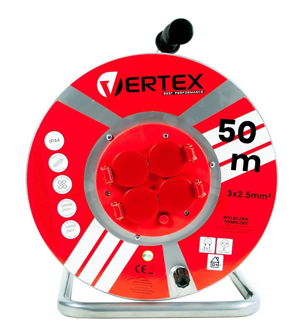 20250117095949_vertex_mpalanteza_karouli_me_kalodio_50m_stegani_mayri_pb50metal Vertex Μπαλαντέζα Καρούλι 4 Θέσεων με Καλώδιο 50m Διατομή 3 x 2.5mm² και Γείωση Στεγανή PB50METAL - Image 1
