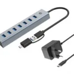 Conceptronic USB 3.0 Hub 7 Θυρών με σύνδεση USB-A / USB-C & Θύρα Φόρτισης Ασημί (HUBBIES21G)