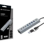 Conceptronic USB 3.0 Hub 7 Θυρών με σύνδεση USB-A / USB-C & Θύρα Φόρτισης Ασημί (HUBBIES20G)