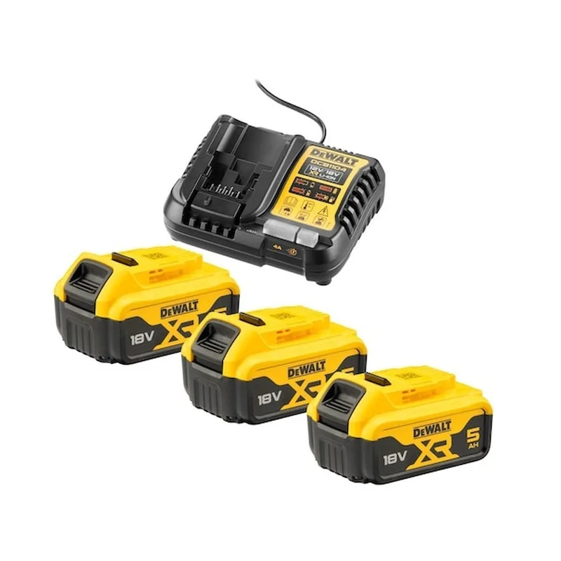 Dewalt Σετ 3 Μπαταριών Εργαλείου Λιθίου 18V Χωρητικότητας 5Ah με Φορτιστή DCB1104P3 - Image 1