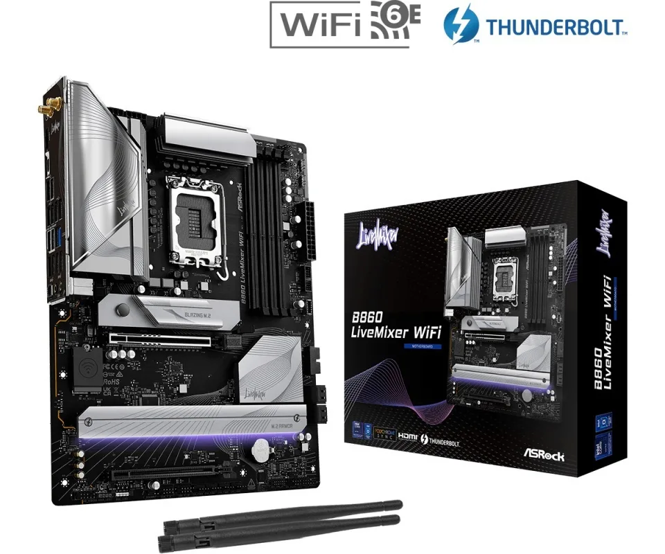 ASRock B860 LiveMixer WIFI Motherboard ATX με Intel 1851 Socket 90-MXBQV0-A0UAYZ - Image 1