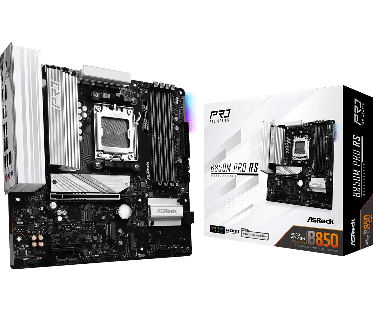 ASRock B850M Pro RS Motherboard Micro ATX με AMD AM5 Socket 90-MXBR6-A0UAYZ - Image 1