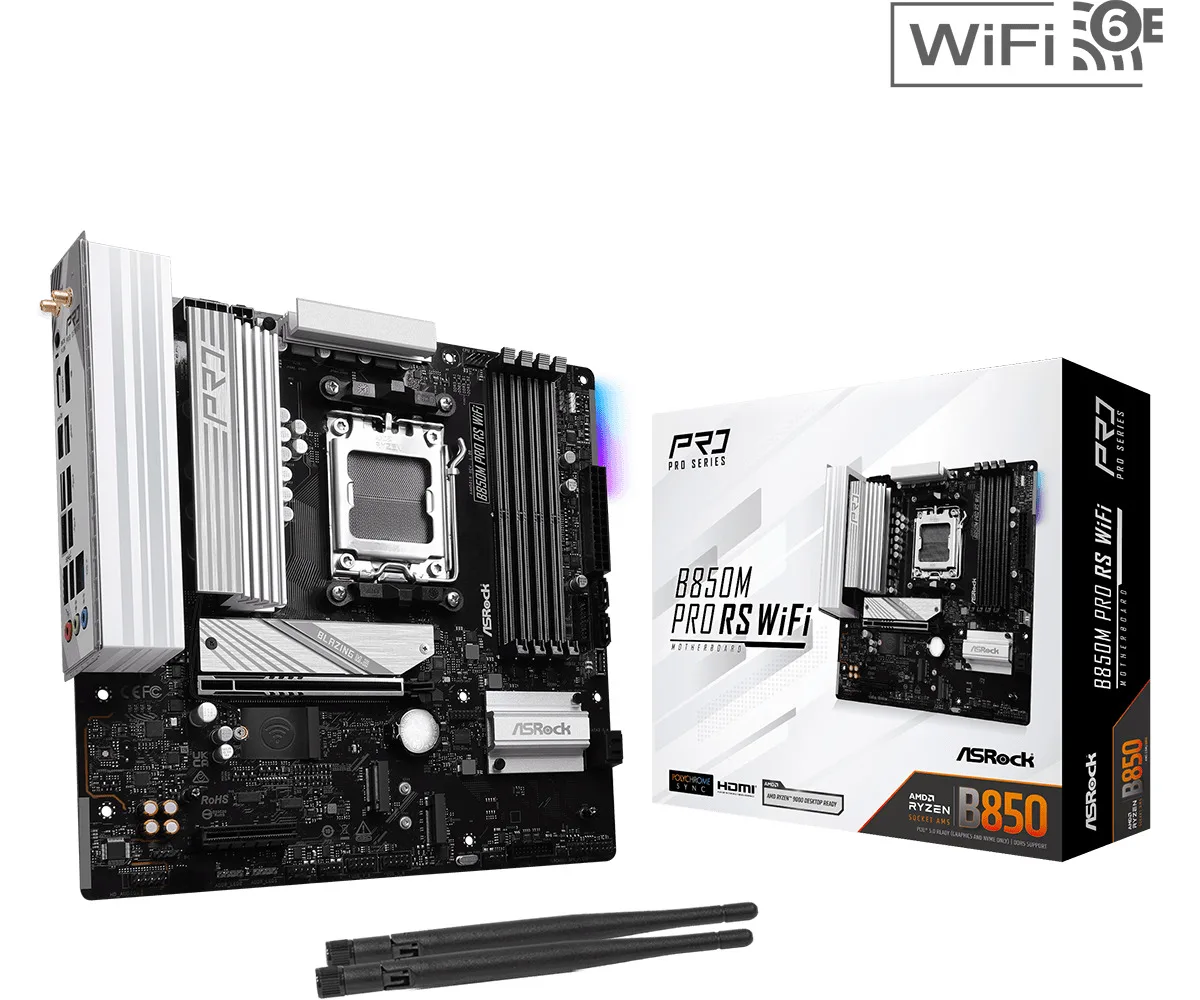 ASRock B850M Pro RS WiFi Motherboard Micro ATX με AMD AM5 Socket 90-MXBR7-A0UAYZ - Image 1
