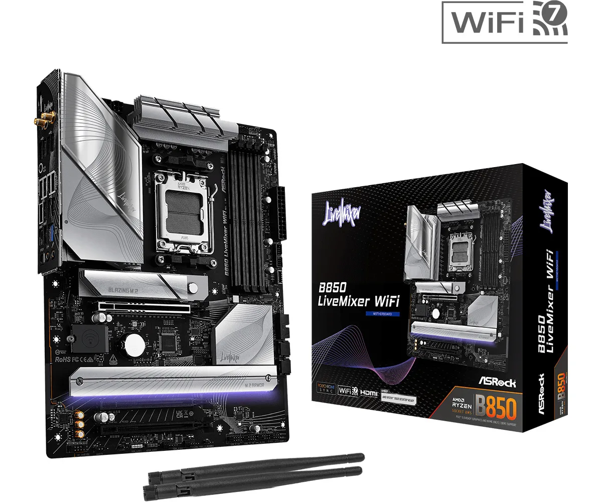 ASRock B850 LiveMixer WiFi Motherboard ATX με AMD AM5 Socket 90-MXBQU0-A0UAYZ - Image 1