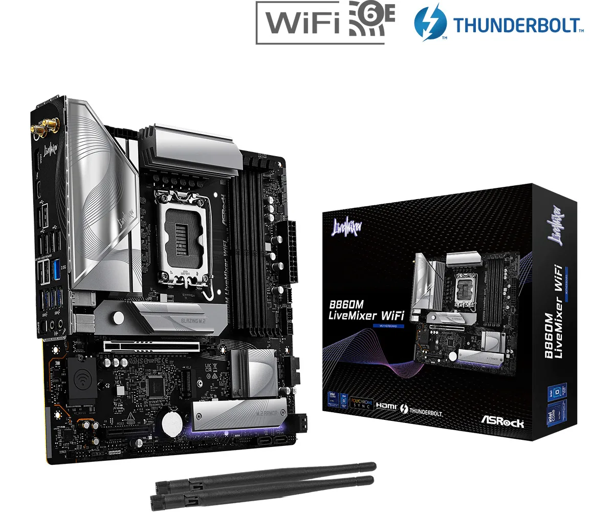 ASRock B860M LiveMixer WiFi Motherboard Micro ATX με Intel 1851 Socket 90-MXBRT-A0UAYZ - Image 1