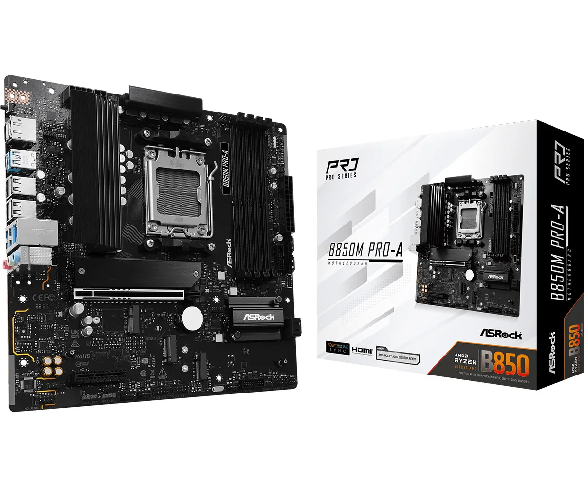 ASRock B850M Pro-A Motherboard Micro ATX με AMD AM5 Socket 90-MXBR80-A0UAYZ - Image 1