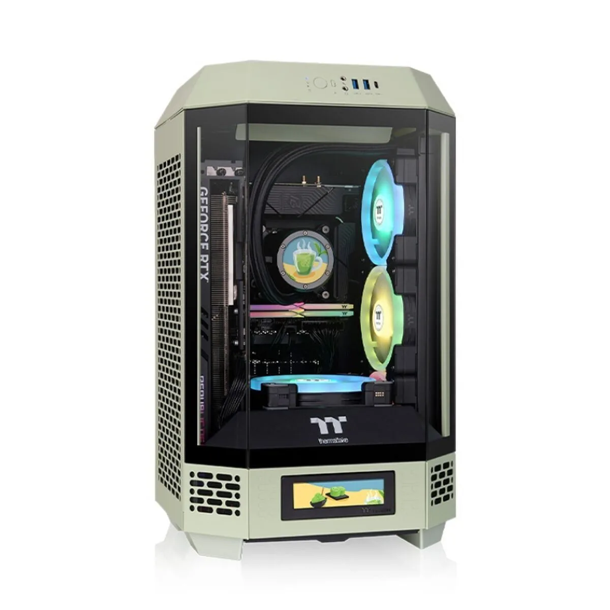 Thermaltake The Tower 250 Gaming Mini Tower Κουτί Υπολογιστή με Πλαϊνό Παράθυρο και RGB Φωτισμό Matcha Green - Image 1