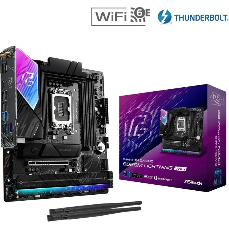 ASRock B860 Lightning WiFi Motherboard Micro ATX με Intel 1851 Socket 90-MXBQG0-A0UAYZ - Image 1
