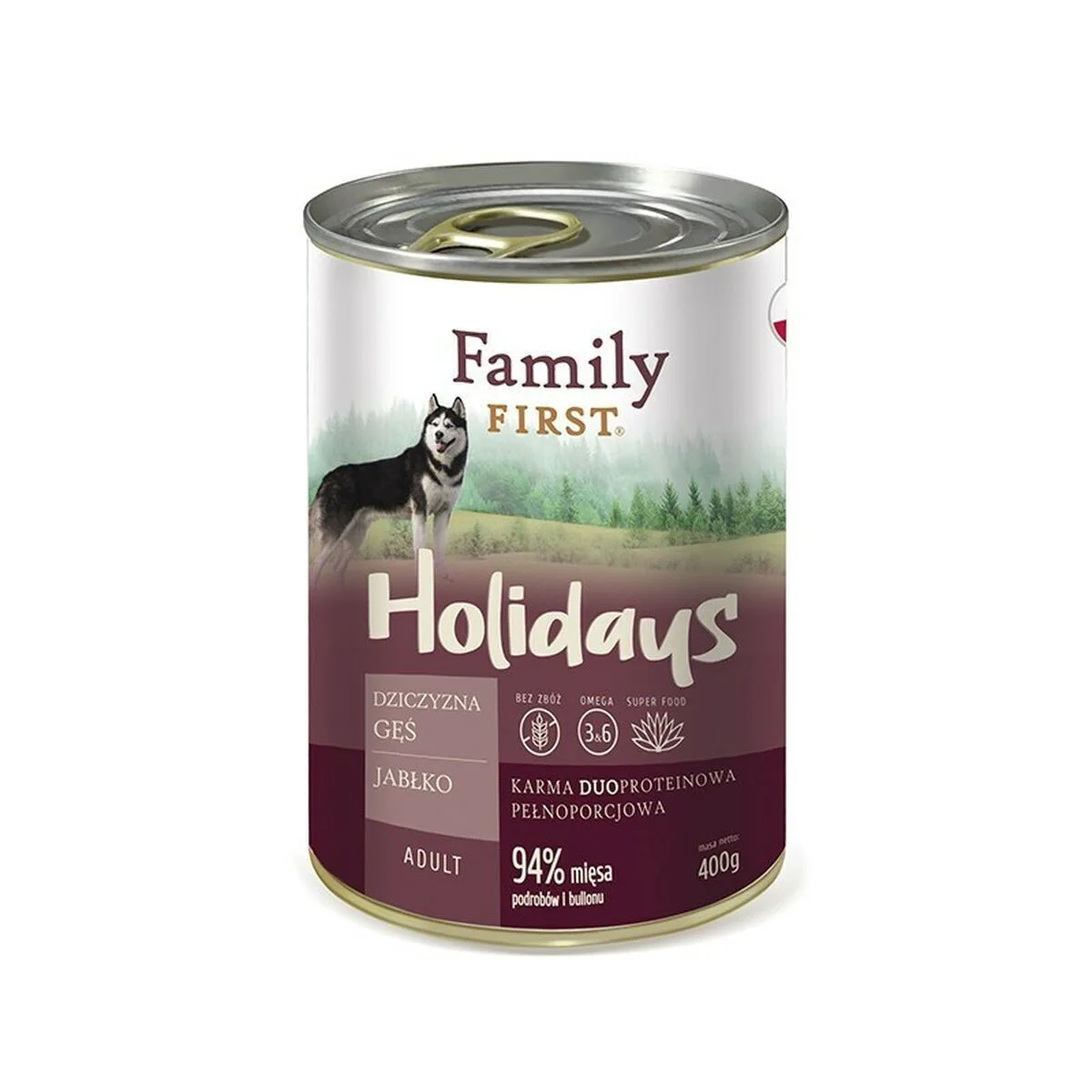 Family First Holidays Υγρή Τροφή Σκύλων σε Κονσέρβα με Ελάφι χωρίς Γλουτένη 400gr - Image 1
