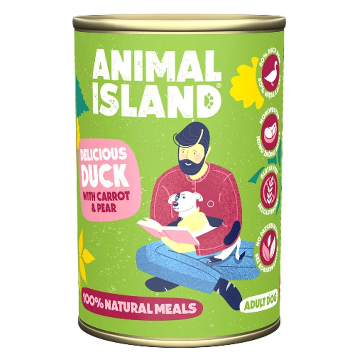 Animal Island Υγρή Τροφή Σκύλων σε Κονσέρβα με Πάπια και Καρότο χωρίς Γλουτένη 400gr - Image 1