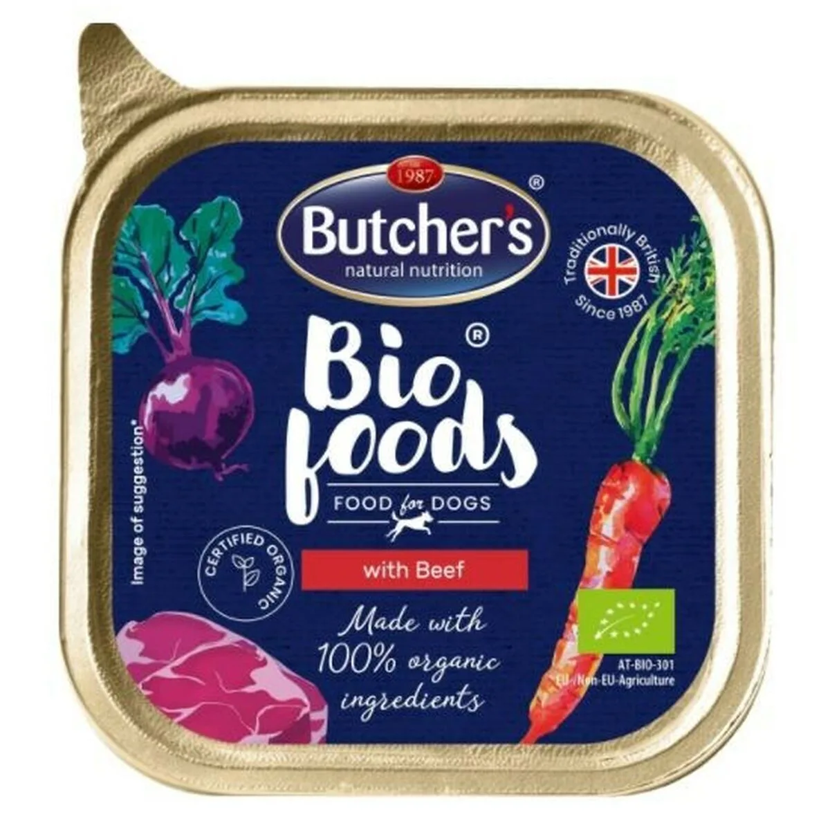20250129174719_butcher_s_pet_care_bio_foods_pate_ygri_trofi_skylou_me_vodino_se_tapsaki_150gr Butcher's Pet Care Bio Foods Pate Υγρή Τροφή Σκύλων σε Ταψάκι με Βοδινό χωρίς Σιτηρά & Γλουτένη 150gr - Image 1
